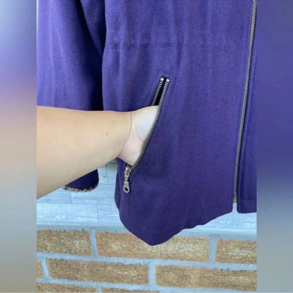 Carolina herrera wool purple Cheetah zip jacket Size medium - Picture 7 of 14